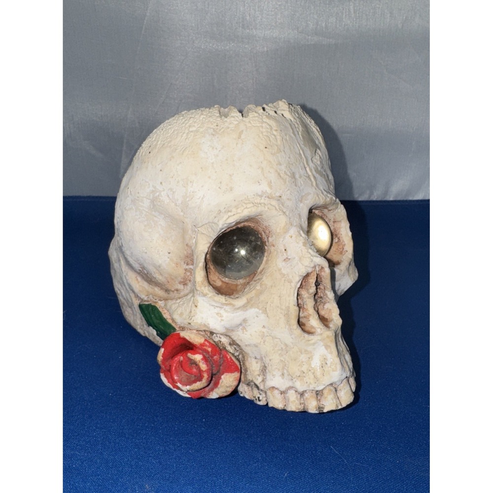 Vtg Matchless Grove Skull & Rose Candle Holder 1985 Jason Cristoble Halloween
